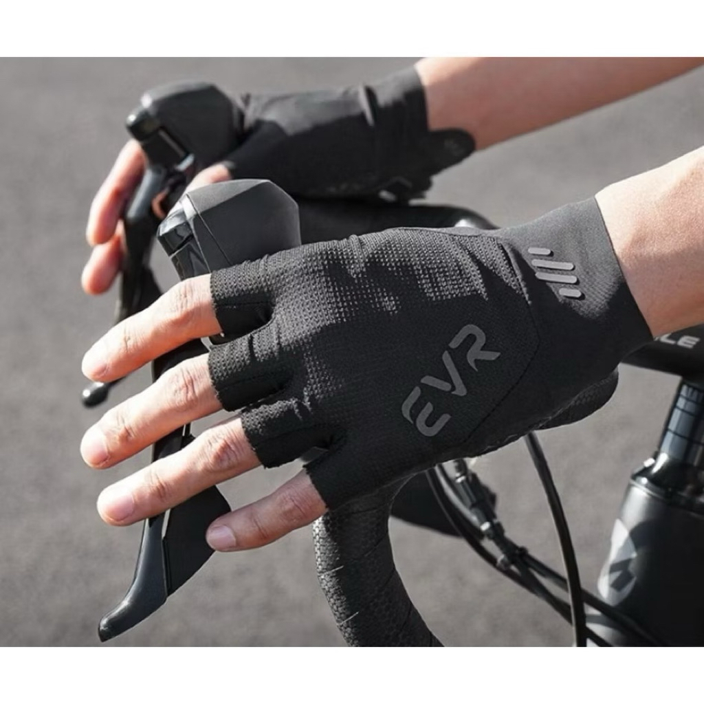 New2025 ถุงมือจักรยาน EVR รุ่น Explore ซับแรงกระแทกด้วย Poron Xrd + SBR เส้นใยไมโครไฟเบอร์ AX นำเข้าจากเกาหลี (สีดำ)