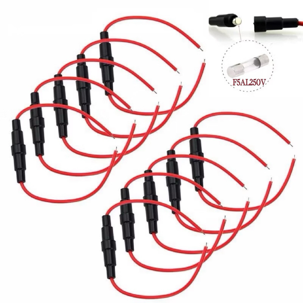 กระบอกฟิวส์ 5x20 mm ใส่ฟิวส์หลอดแก้ว In-Line fuse holder