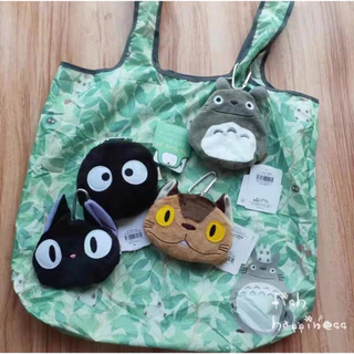 [พร้อมส่ง🇹🇭] ถุงผ้าพับได้+กระเป๋าพวงกุญแจ My Neighbor Totoro Eco Shopping Bag With Carabiner Plush Ghibli