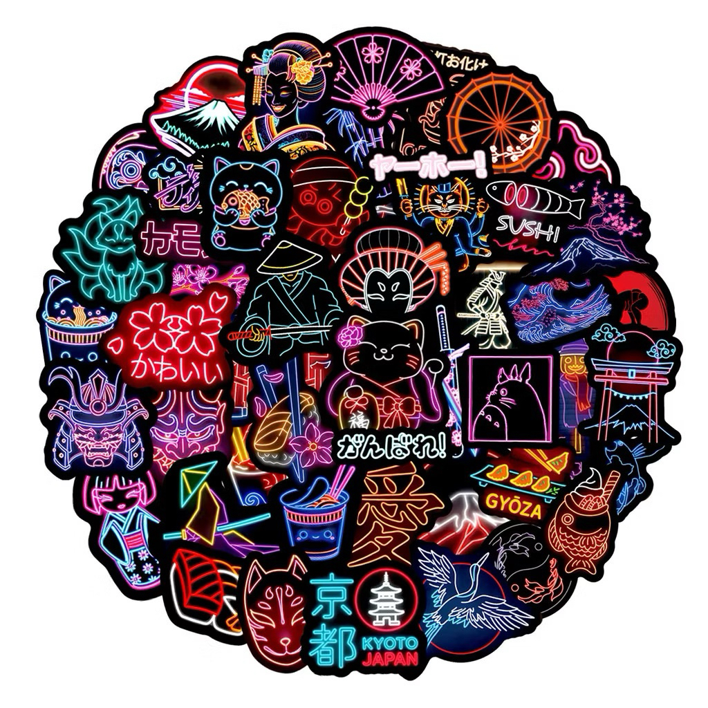 สติ๊กเกอร์ Neon 236 สีนีออน 50ชิน สีสวยมาก japan japan Fuji วินเทจ ฟูจิ ป้ายวินเทจ tokyo vintage Sticker กระเป๋า เดินทาง