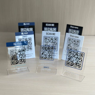 ป้ายอะคริลิคตั้งโต๊ะสแกนชำระเงิน คิวอาร์โค้ดจ่ายเงินQR Code พิมพ์UV