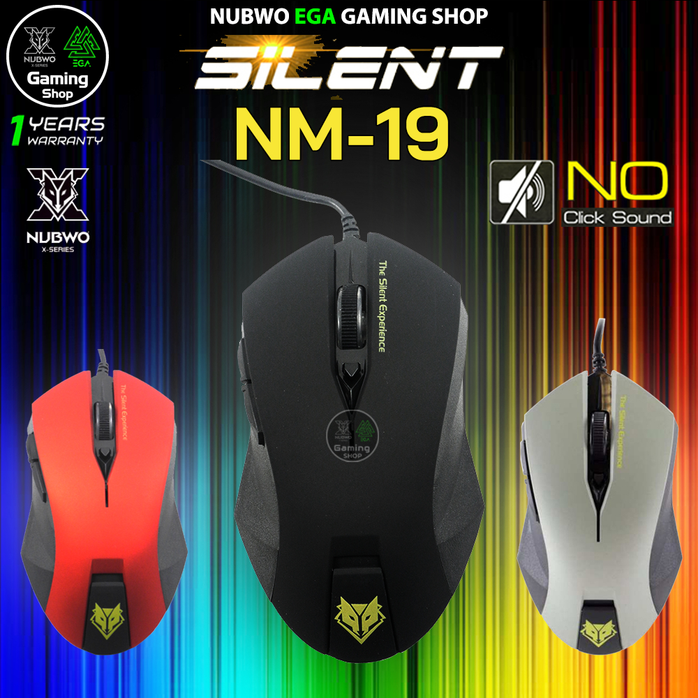 🎮 GAMING NUBWO NM-19 MOUSE SILENT 6D NM019 เมาส์ สาย USB ไร้เสียงคลิ๊ก เงียบ 19 019