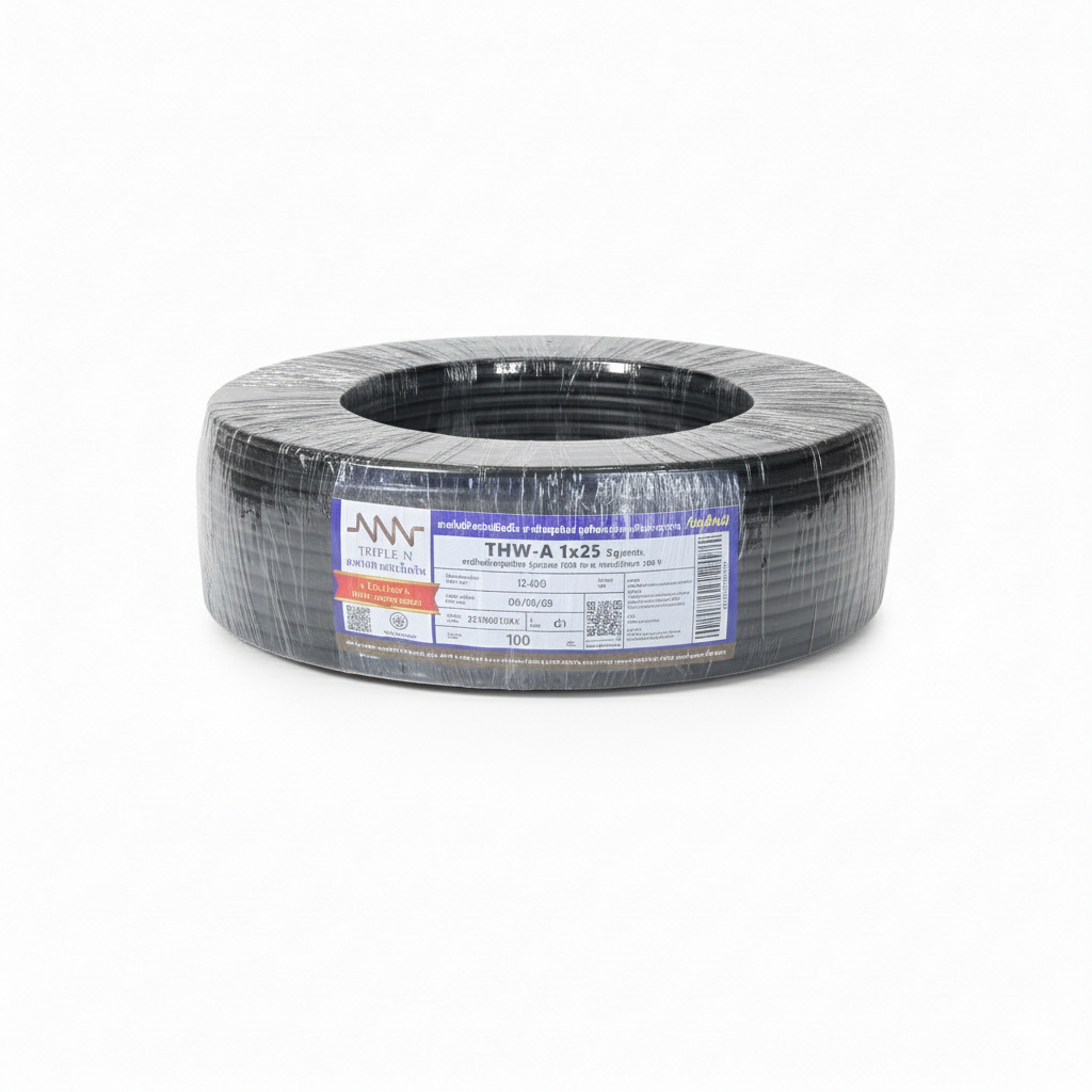 สายไฟ THW-A สายเมน เบอร์ 25 Sqmm. อลูมิเนียม สีดำ L และ N หรืองานอื่นๆ NNN