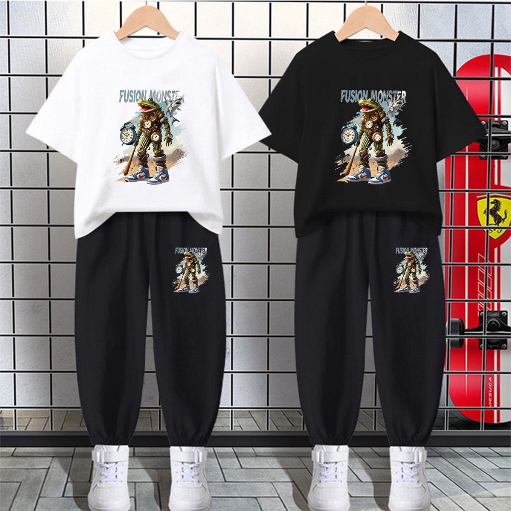 H1175+K1175Bชุดเซ็ทเด็กกีฬาเสื้อยืด+กางเกงขายาว.ลายแฟชั่งสวย.ใส่ออกกำลังกายหรือใส่เป็นชุดนอนก็ได้ทั้