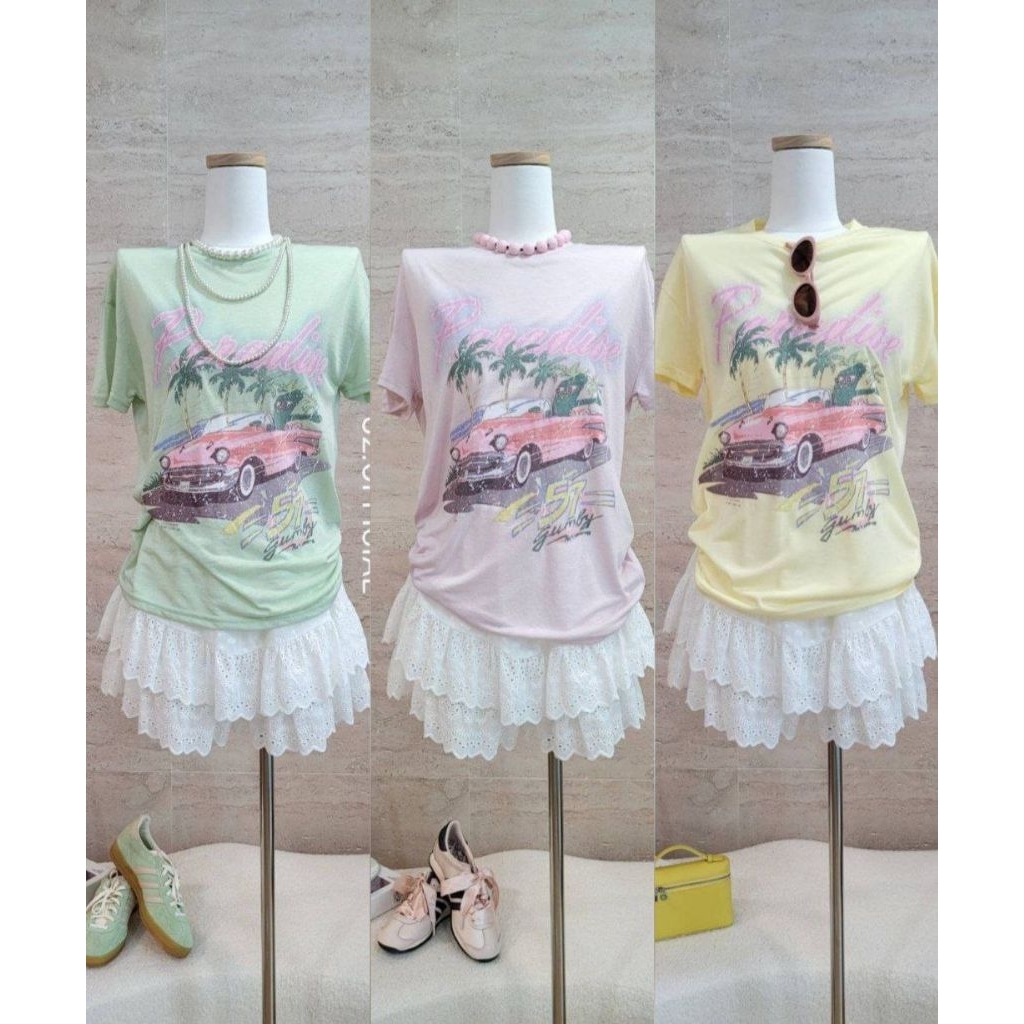 U2🩷💚💛 เสื้อยืดเนื้อบางสีสวย paradise