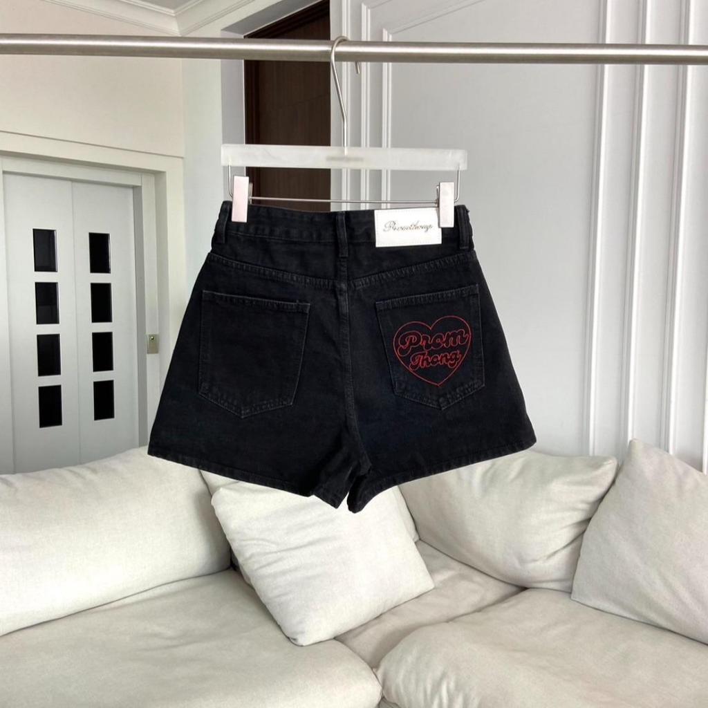 PTJ30287 กางเกงยีนส์ขาสั้นเอวสูงทรง Hot pants ปักหัวใจ PROMTHONG ราคา ถูกที่สุด ดีลบีเคเค แกลเลอรีภาพที่ 9