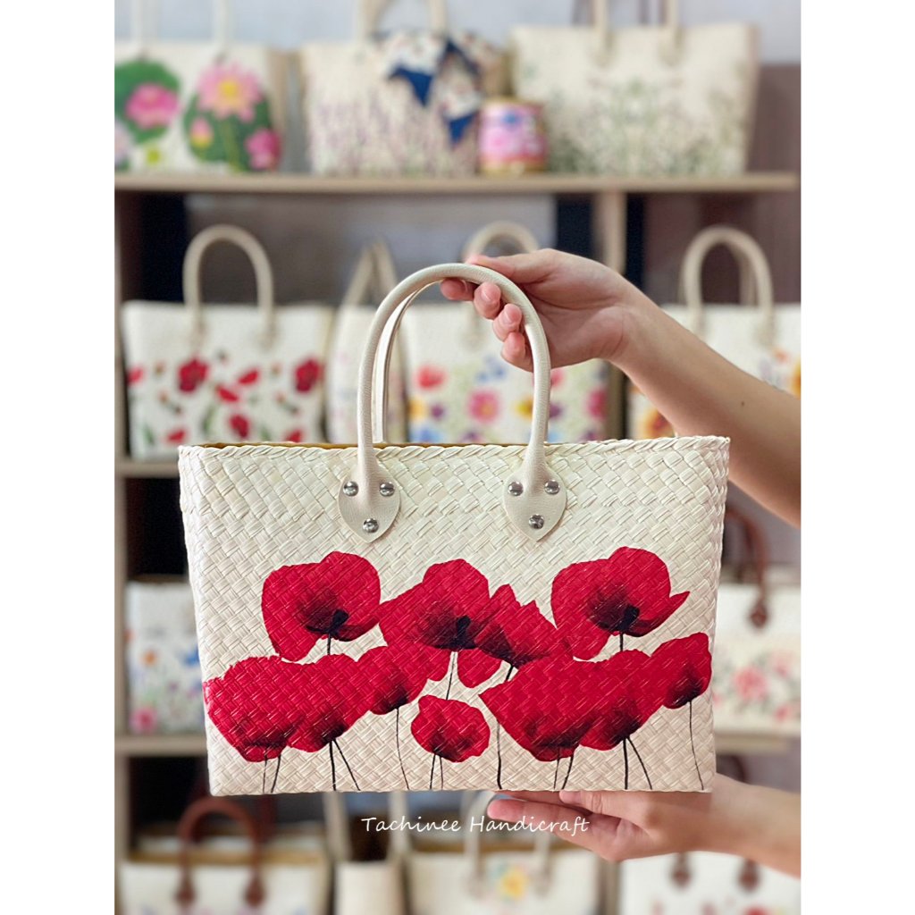 กระเป๋าถือสานใบลาน TachineeHandicraft ขนาด 12x8 นิ้ว