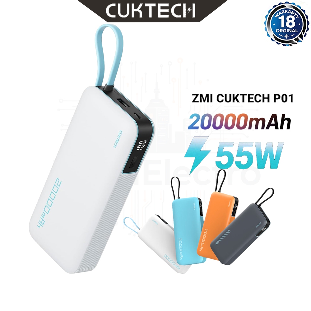 cuktech แบตสำรอง ชาร์จเร็ว 20000 mAh USB-C 55W และ USB-A 33W -AURA PB200N