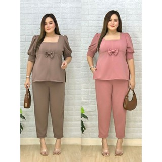 ชุดเซตสาวอวบอ้วน,สาวพลัสไซส์,ชุดเซต2ชิ้นไซส์ใหญ่ เสื้อเย็บเด…