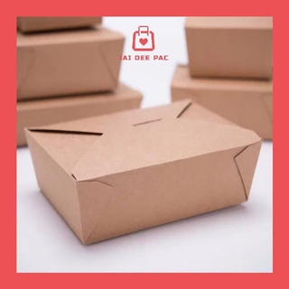( 50 ใบ ) กล่องข้าวกระดาษแบบล็อค กระดาษคราฟท์ Food Grade ซึ่งเป็นมิตรต่อสิ่งแวดล้อม