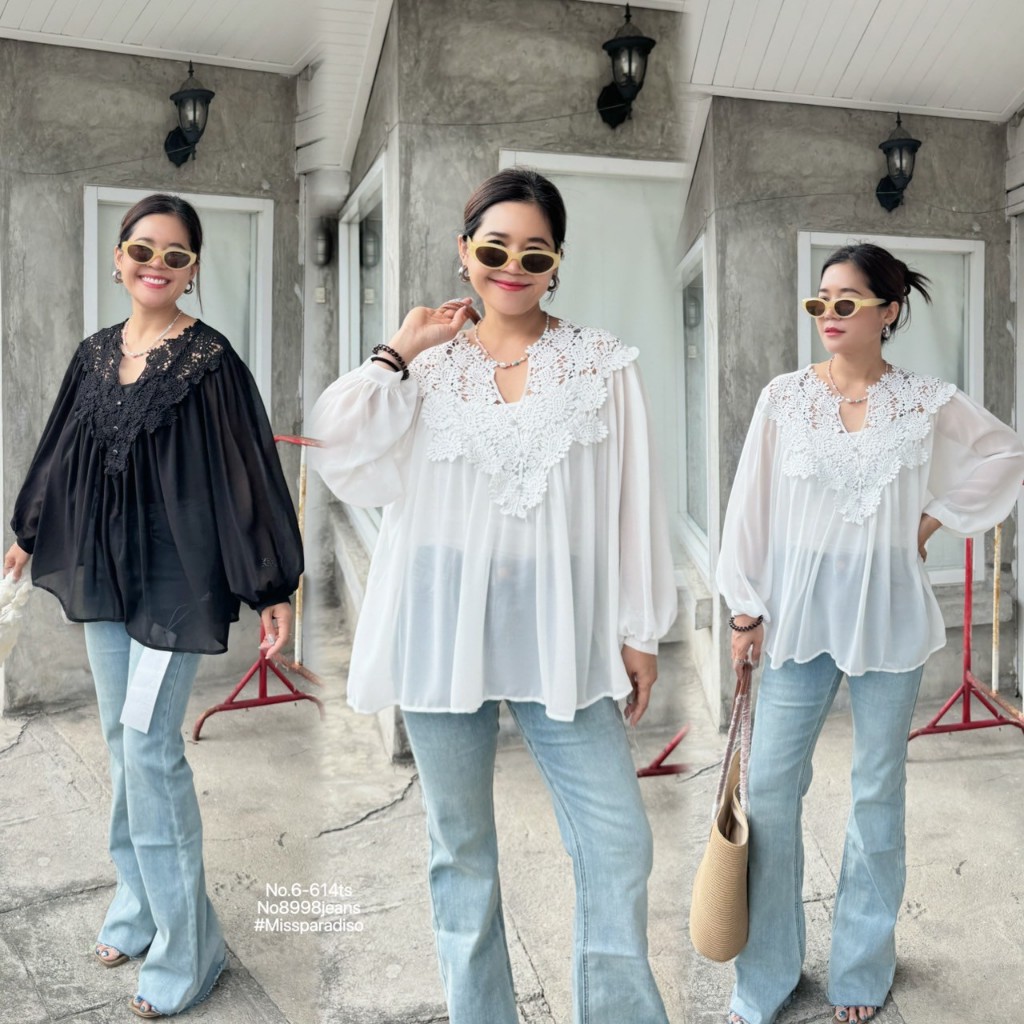 6-614ts เสื้อซีทรูแต่งคอลูกไม้+ เสื้อกล้ามnew in 📍📍 แรงงมากกซีทรูงานฉ่ำสุดๆ รุ่นที่ตัวแม่ตัวมัมต้องม