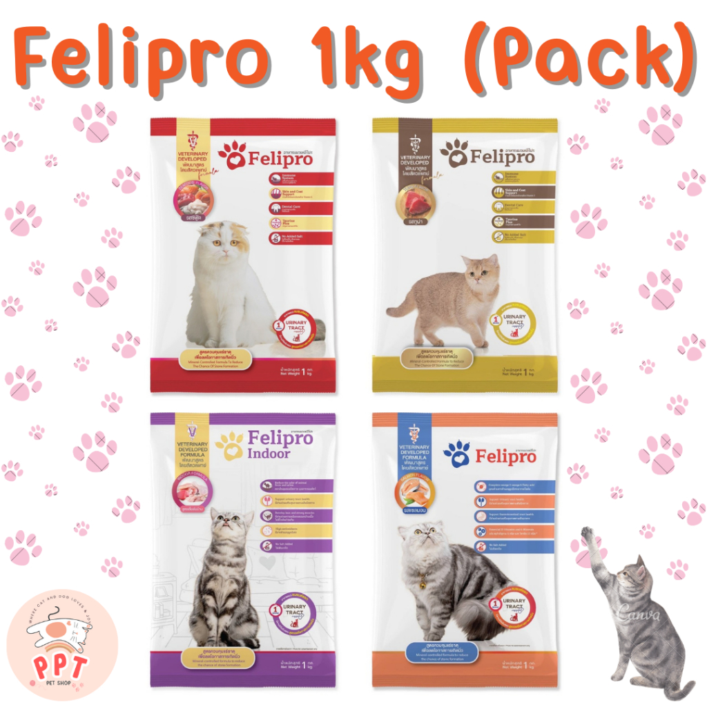 (ถุงแบ่งแพ็คบริษัท) อาหารแมว Felipro ขนาด 1 กิโลกรัม เฟลิโปร 1kg