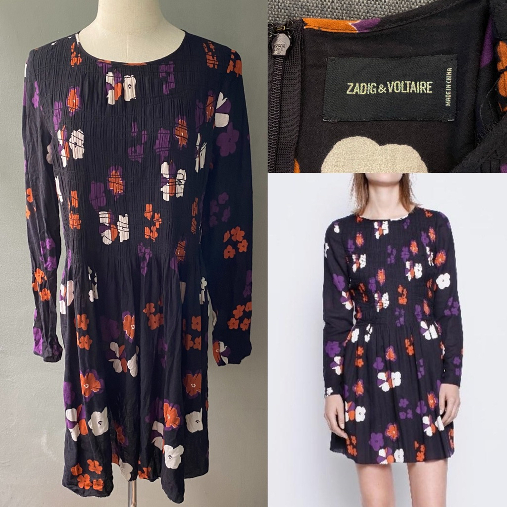 USED Zadig & Voltaire floral printed dress