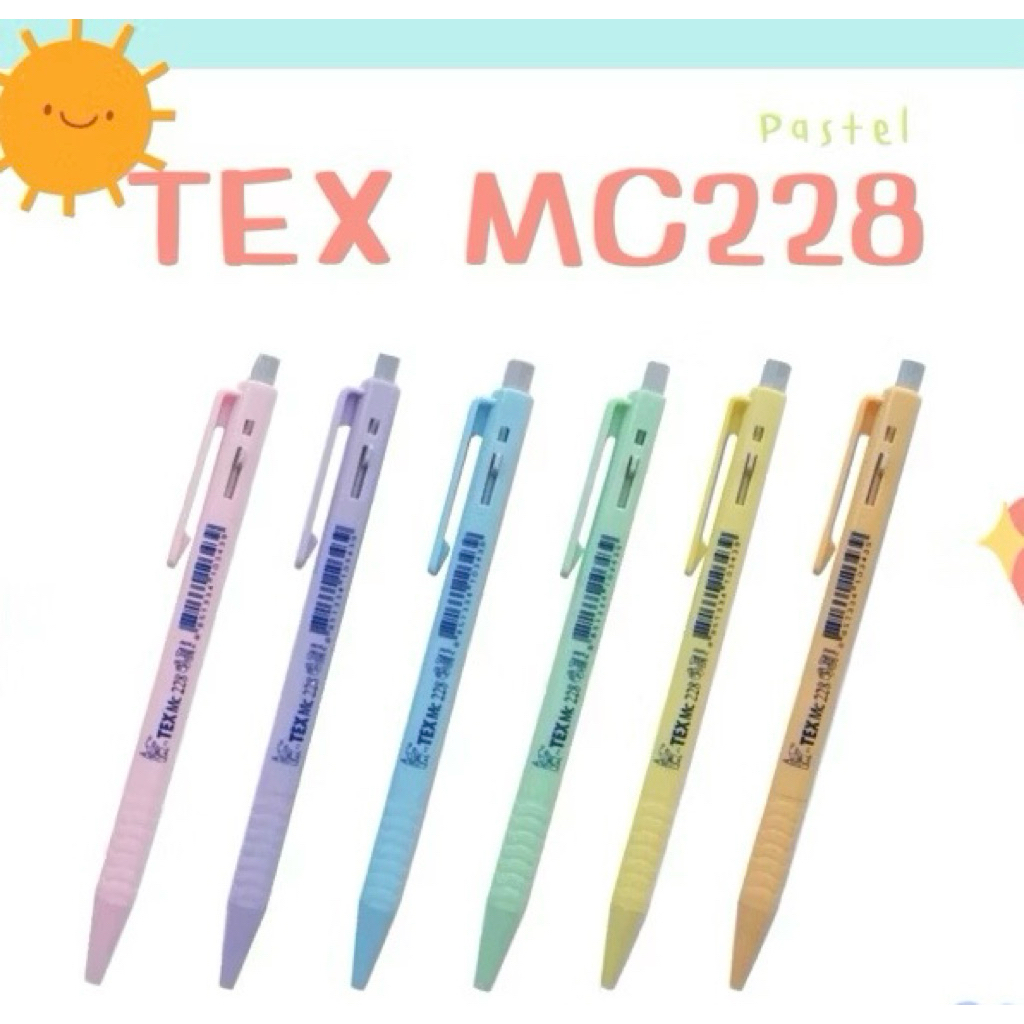 TEX MC228 Pastel ปากกาลูกลื่น 0.7 มม (10 ด้าม)(5 ด้าม)