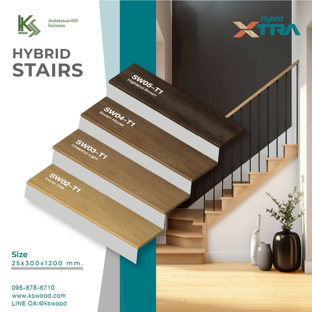 บันไดไม้เทียมWPC by K.S. WOOD สำเร็จรูป พร้อมติดตั้ง ขนาดยาว 1.2 เมตร