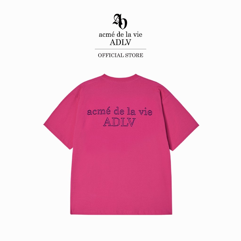 ADLV [acme de la vie] เสื้อยืด Oversize รุ่น Border Line Basic Logo Short Sleeve T-Shirt Pink (50094SBDSSU_F5PIXX)
