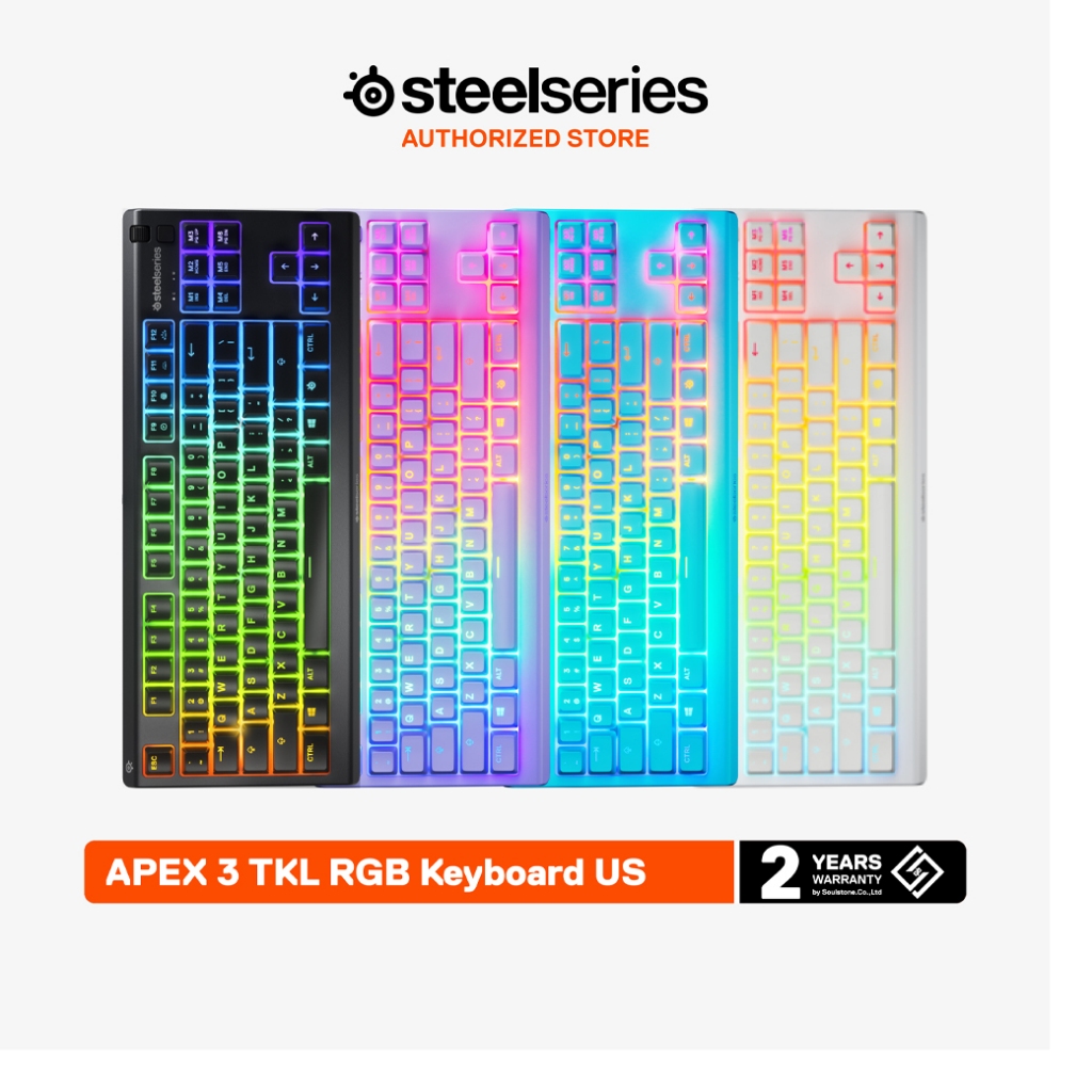 SteelSeries Apex 3 คีย์บอร์ดเกมมิ่ง Full-size สีดำ