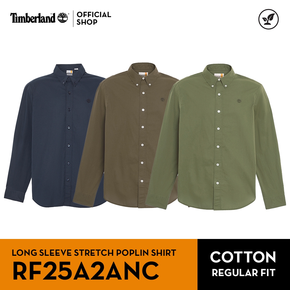 Timberland Men’s Long Sleeve Stretch Poplin Shirt เสื้อเชิ้ตแขนยาว (RF25A2ANC)