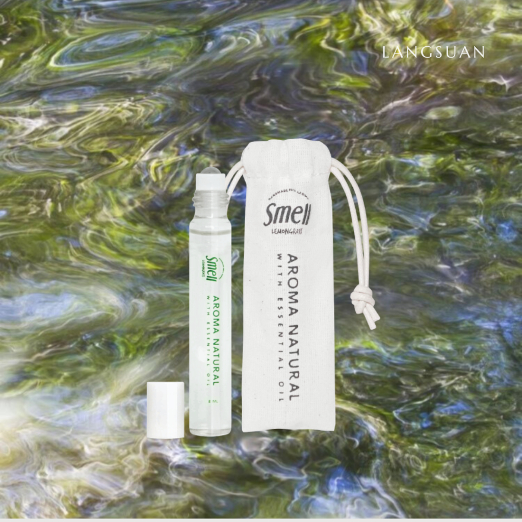 ลูกกลิ้งอโรม่า ใช้สูดดมหรือถูนวดเพื่อเพิ่มความสดชื่นและผ่อนคลาย Smell Lemongrass Aroma Natural With Essential Oil 8 ML