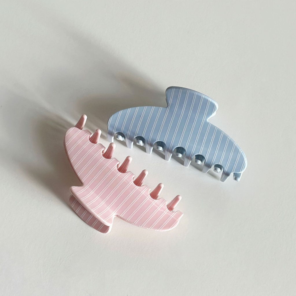 Twinkle Club | Pastel Stripe Hair Clip กิ๊บหนีบผมสีพาสเทล กิ๊บหนีบผมลายทาง สีหวาน ๆ ไม่เจ็บหัว ไม่กินผม - รูปที่ 3