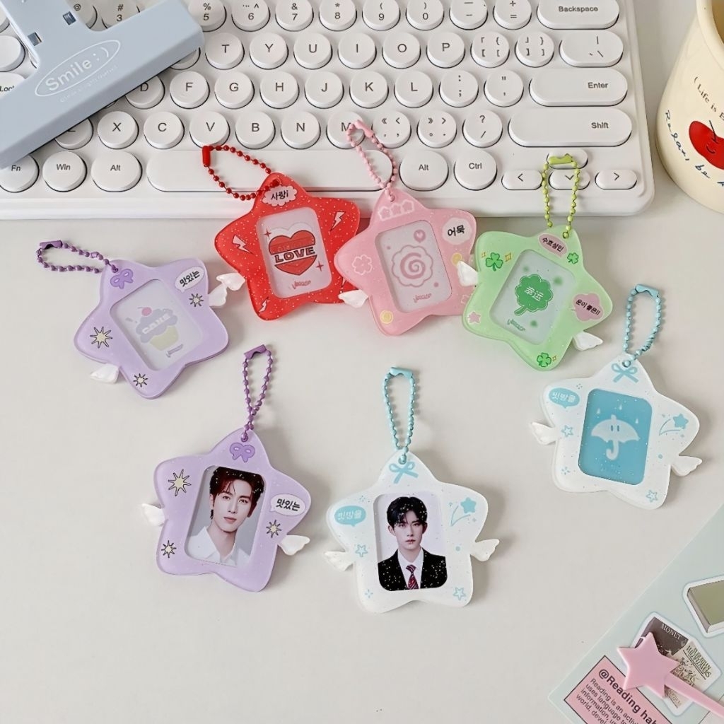 พร้อมส่งจากไทย!!! พวงกุญดาว พวงกุญแจกรอบรูปที่ใส่บัตรกลิตเตอร์ งานDIY งานสวยงานเกาหลีสีน่ารัก *ไม่มีปริ้นรูป