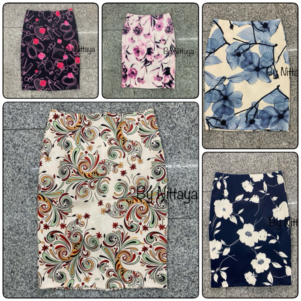 กระโปรงลายดอก🌼เนื้อผ้าโฟม🌸ผ้ายืด 🌻