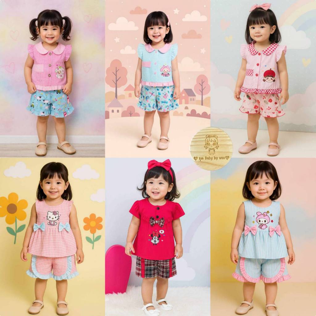 ต.28 ใหม่🎉ล่าสุด  Gymboree ชุดเด็กผู้หญิงเซ็ตเสื้อ กางเกงขาสั้น 1-5 ขวบ