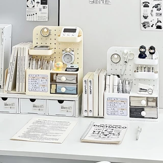 Set Storage Pegboard มีลิ้นชักเก็บของ กระดานเจาะรู ติด แขวน ตกแต่งห้อง เพิ่มพื้นที่เก็บของ ไม่ต้องเจาะผนัง