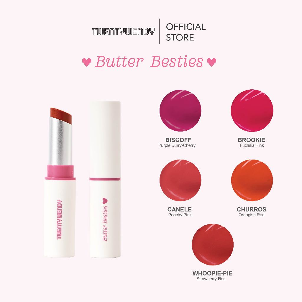 twentywendy | Butter Bestie |  ลิปบาล์มเนื้อฉ่ำวาว ติดทน เนื้อบางเบาเหมือนน้ำ เนื้อสัมผัสบางเบาเหมือ