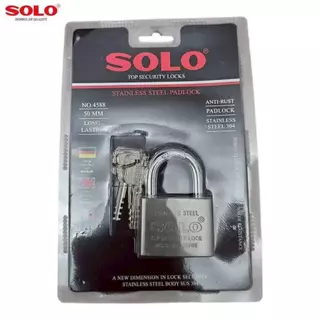 Solo No.4588 กุญแจคล้องสเตนเลส ขนาด 35-40-45-50mm ชนิดหูสั้นและหูยาว