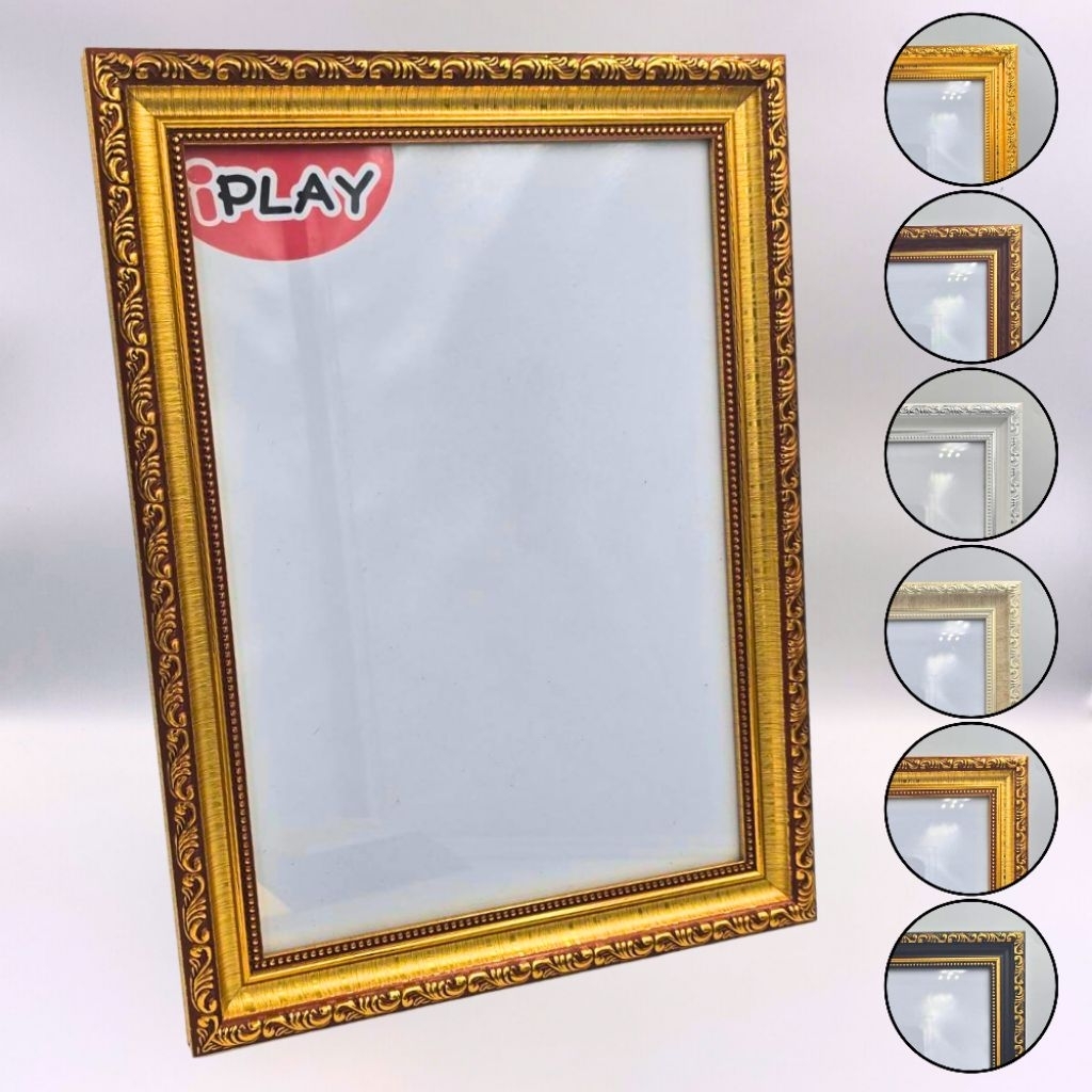 กรอบรูปขอบสูงลายไทย A4 4x6 5x7 6x8 A5 7x10 8x10 8x12 9x11นิ้ว ขอบ1"/520 มีกระจก มีขาตั้ง แขวนผนัง