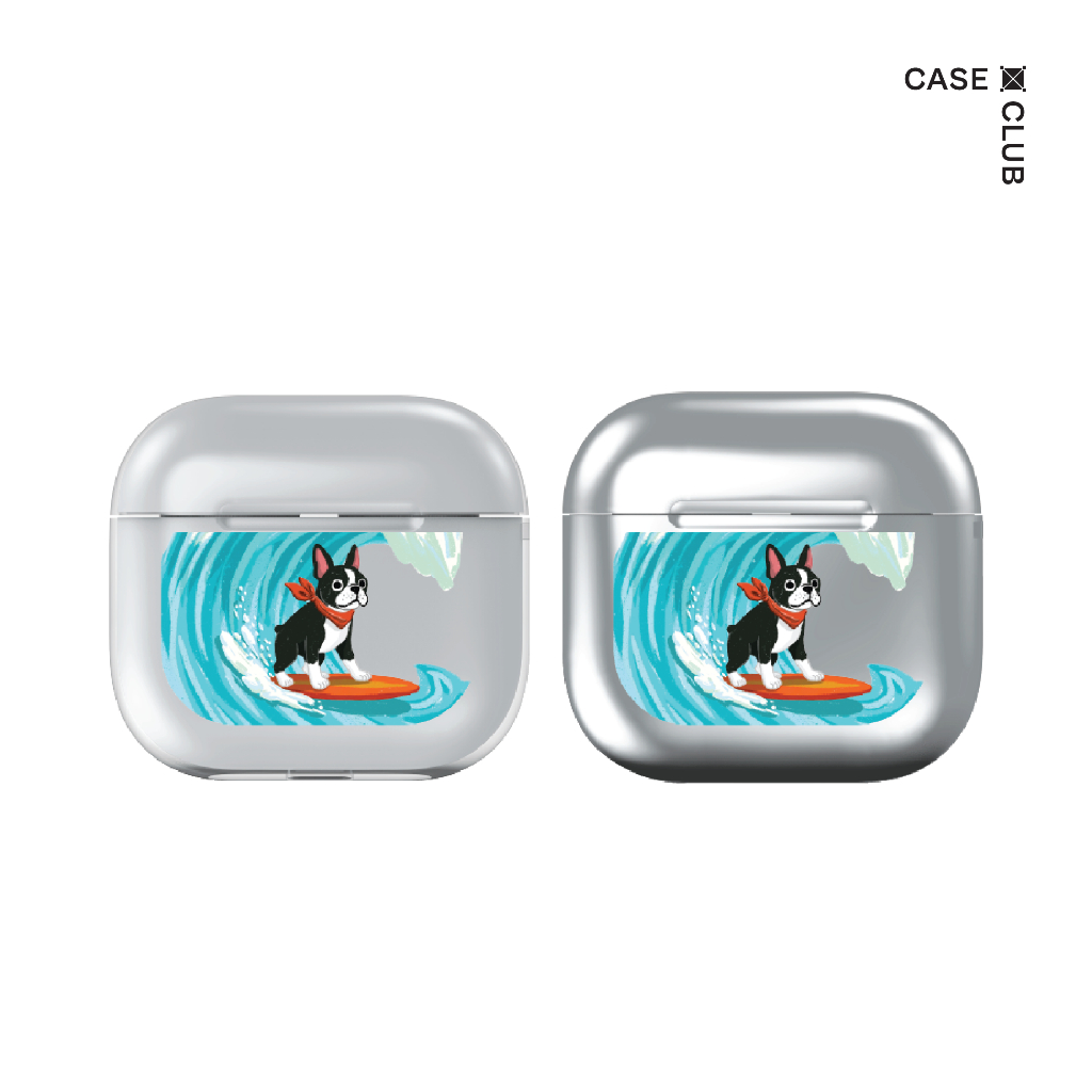 CaseClub Airpods Case เคสแอร์พอต ลาย Boston Terrier Surf
