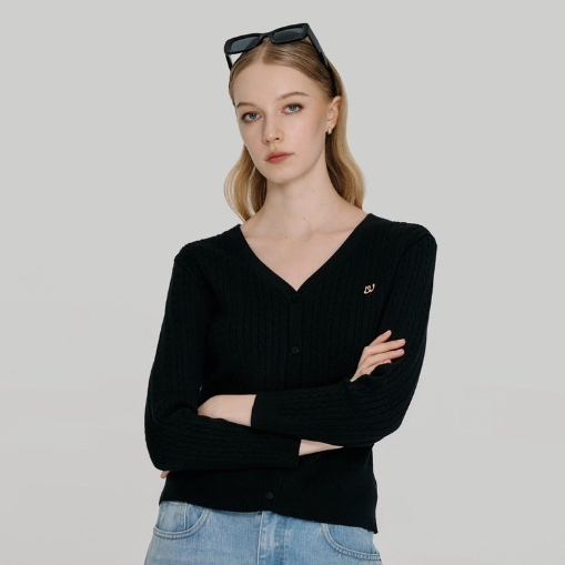 Withit cabel cardigan V neckline long sleeve คาร์ดิแกนคอวี - OTW20826