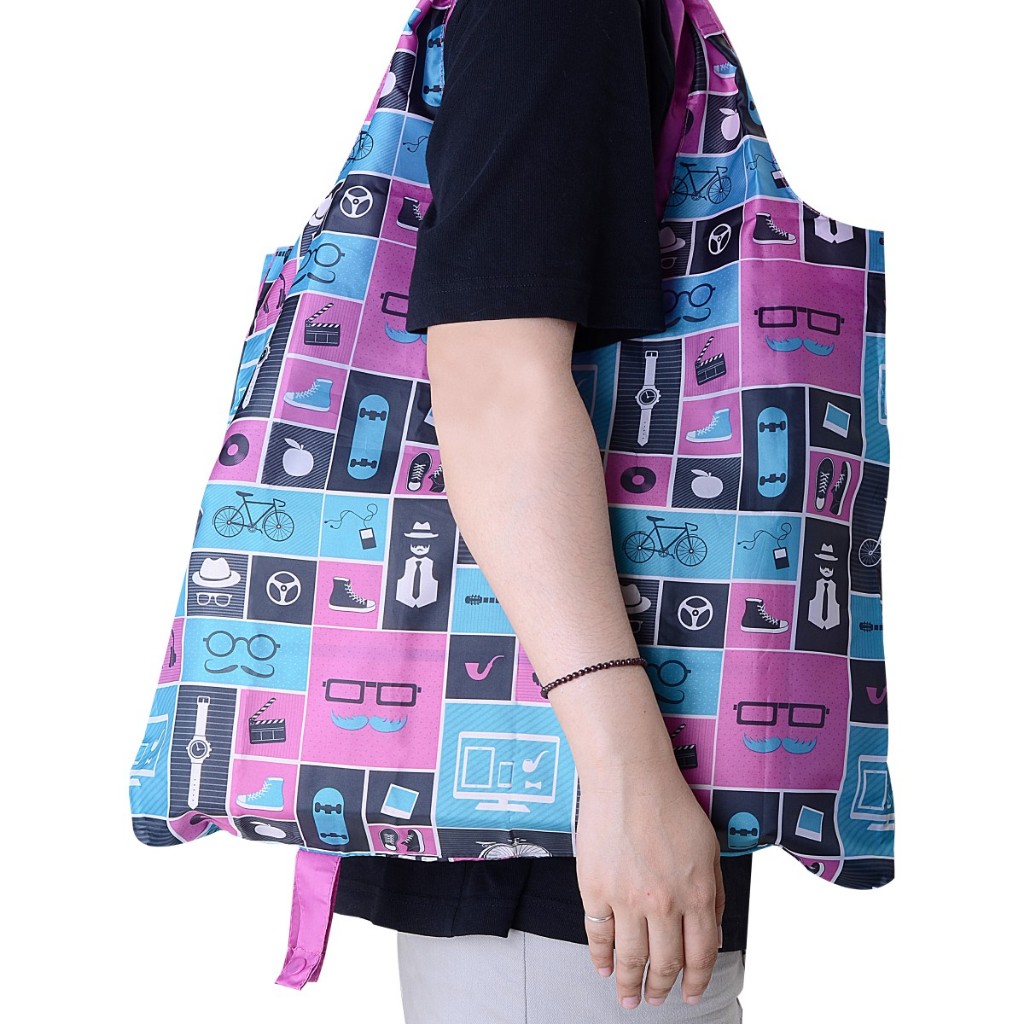 CAGGIONI : ถุงผ้าร่มพับได้ ถุงผ้าช็อปปิ้งกันน้ํา แบบพกพา เหมาะกับเดินชายหาด สําหรับซูเปอร์มาร์เก็ต ร้านขายของชํา - รูปที่ 3