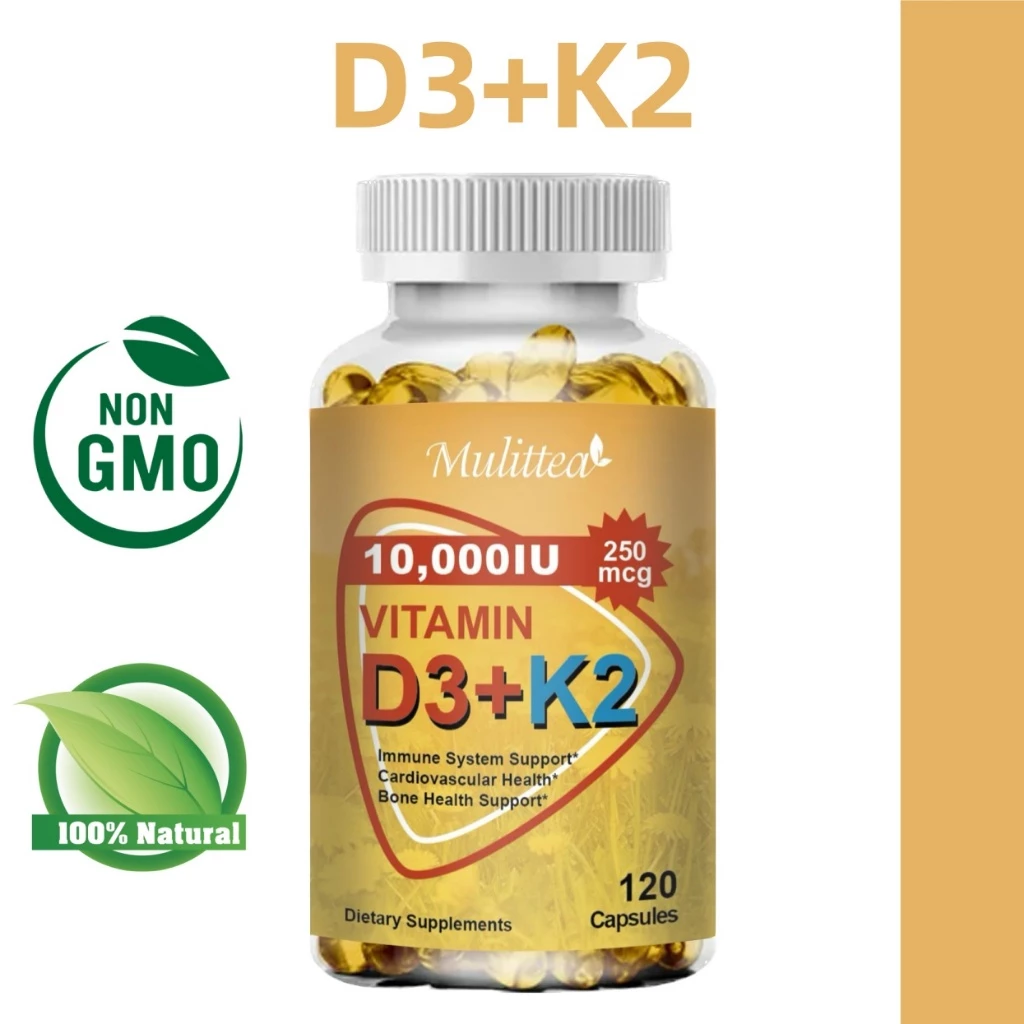 MULITTEA Vitamin D3 K2 Capsules เสริมสร้างกระดูกและส่งเสริมสุขภาพหัวใจและหลอดเลือด（วิตามินดี3 เค2）