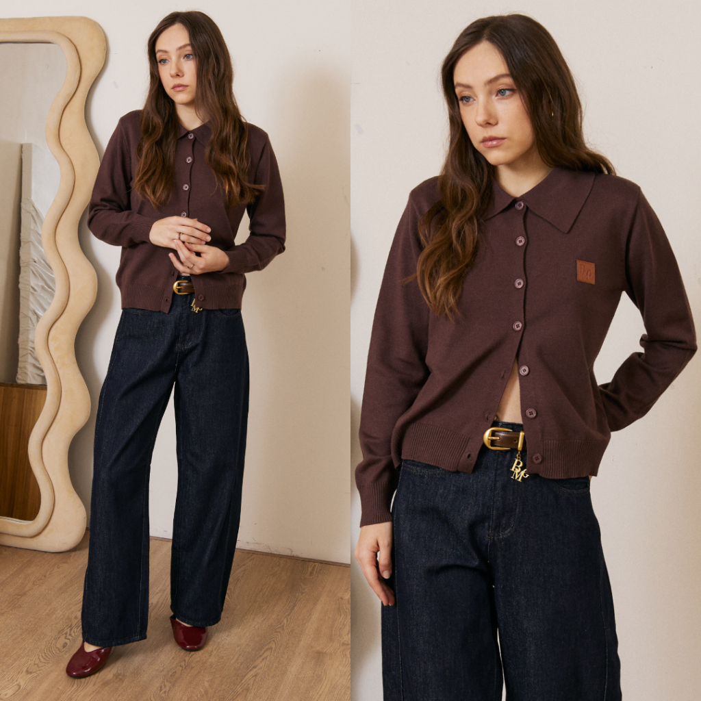 Bemingtop994(S-M)-BMG Collar Knit Cardigan – คาร์ดิแกนคอปกเรียบเท่ เสริมลุคให้ดูดี - รูปที่ 3