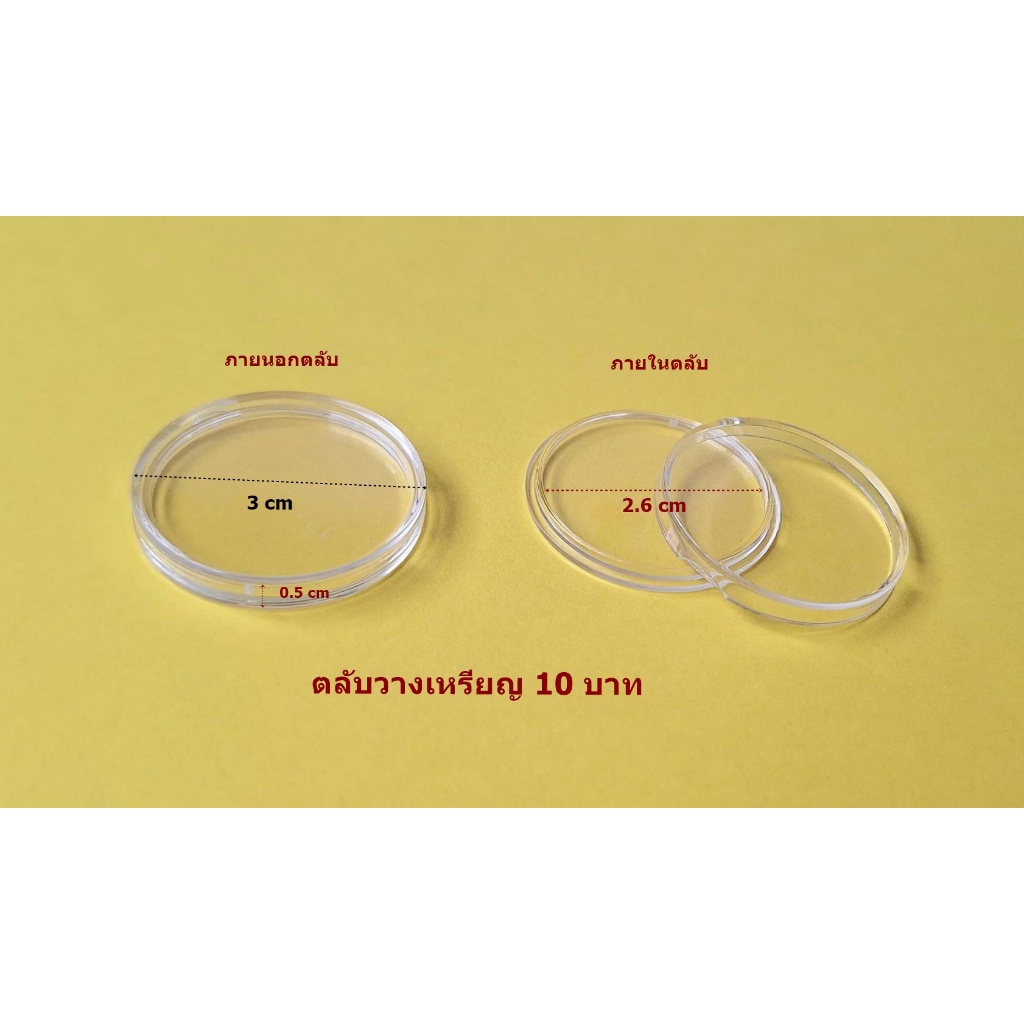 ตลับกลมใส่เหรียญ 10 บาท ขนาดตลับ 2.6 ซม.