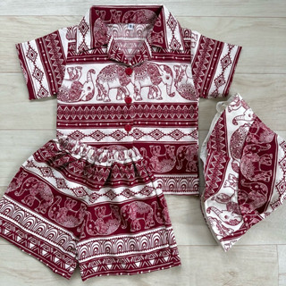 ฮาวายลายช้างเด็ก-ผู้ใหญ่ ผ้าไหมอิตาลี(ไม่รวมหมวก)