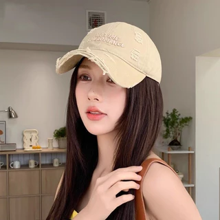 หมวกเบสบอลผู้ชายผู้หญิงปักตัวอักษร ลุควินเทจฤดูร้อน ผ้านุ่มระบายอากาศ กันแดดป้องกันยูวี ปรับขนาดได้ สไตล์แฟชั่นใช้ประจำว