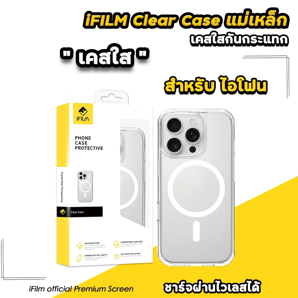 🔥 iFilm เคสใส Clear Case For iPhone 17ProMax 17Pro 17Air 17 16 promax 15 plus 14 13 ปกป้องการชน เคสไอโฟน แม่เหล็ก thumbnail 8