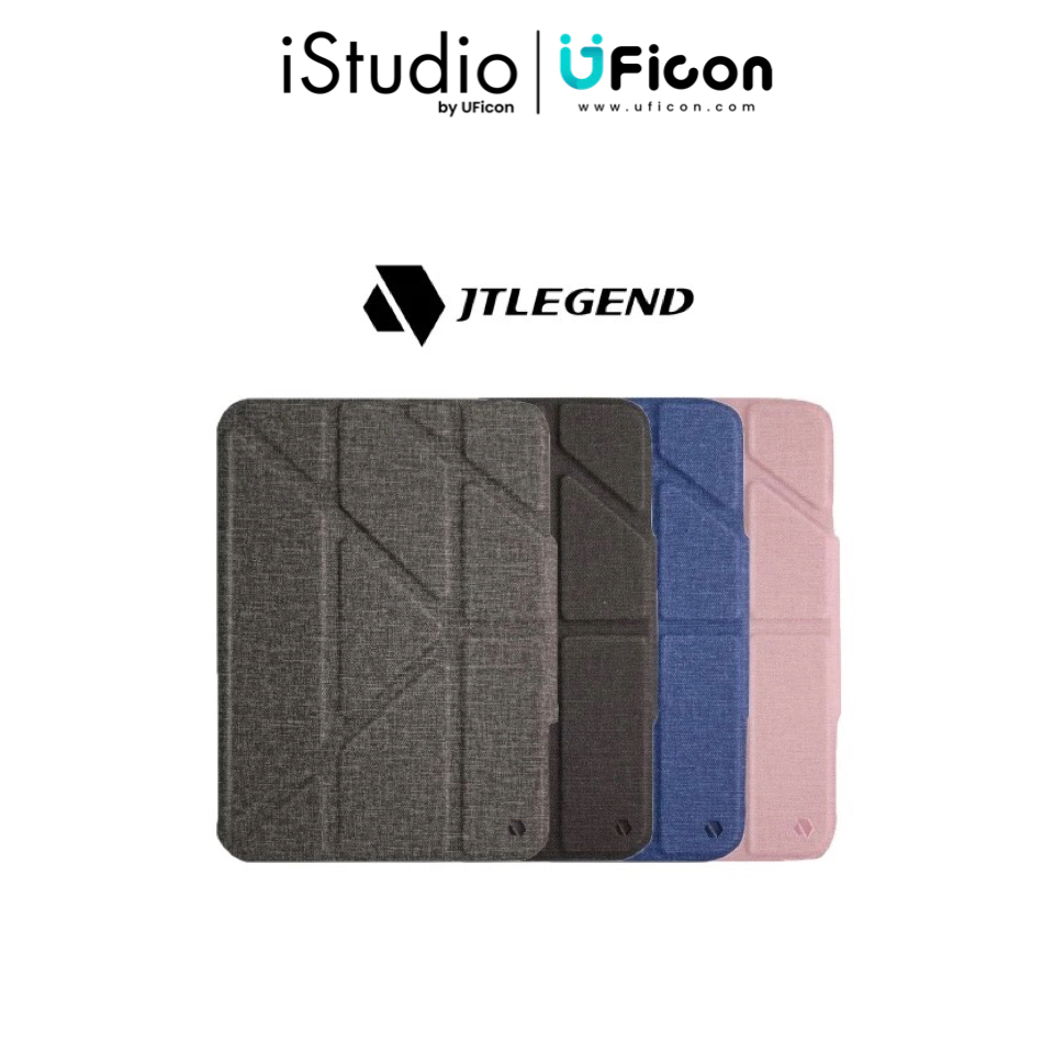 JTLEGEND Casing for iPad Mini6 (2021) Amos QCAC Folio Case with Pencli Clip-Dark Grey iStudio by UFi