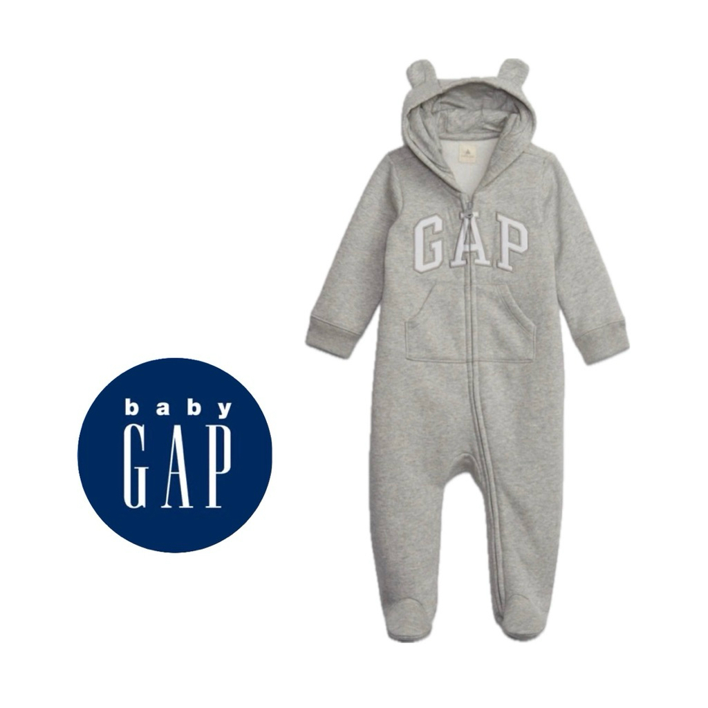Baby gap ชุดคลุมเท้าซิปหน้ามีฮูต *0-3เดือน