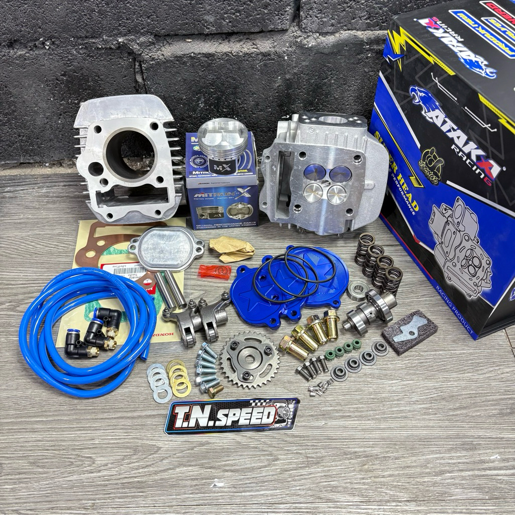 ชุดเสื้อฝา ATAKA  4วาล์ว พร้อมลูกสูบ Mitron ครบชุด ขนาดลูก 56-67 ใส่เวฟ125คาบู/เวฟ125i บังลม