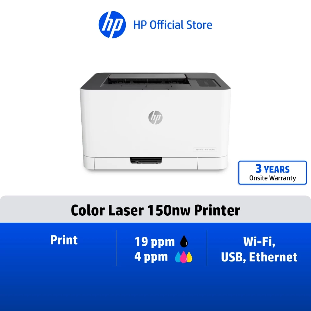 HP Printer Color Laser 150nw / 150a / MFP 179fnw | เครื่องพิมพ์สี | รับประกัน 3 ปี Onsite | USB , Ethernet , Wi-Fi