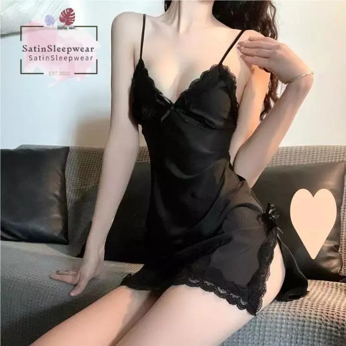 SatinSleepwear ⭐⭐ ชุดนอนถูกๆ กระโปรง บาง ลูกไม้ บ้าน หลายสี ส่งจากไทย(H1001)