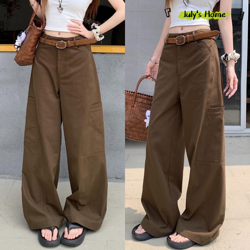กางเกงขายาว กางเกงคาร์โก้ สไตล์เลซี่ มีกระเป๋าหลายใบ เข้ากับทุกสไตล์#J1237