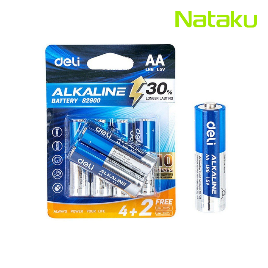 Nataku ถ่านไฟฉายอัลคาไลน์ ถ่านไฟฉาย ถ่านรีโมท Alkaline Battery ถ่าน 6ก้อน กำลังไฟแรงกว่า 30 เท่า ความจุของถ่านเยอะ