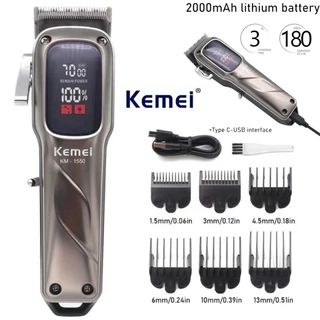 KEMEI รุ่นKM-1550 ปัตตาเลี่ยนตัดผมไร้สาย ใช้งานง่าย หน้าจอLED ทีตัดผมแบบชาร์จไฟ อุปกรณ์ตัดผม