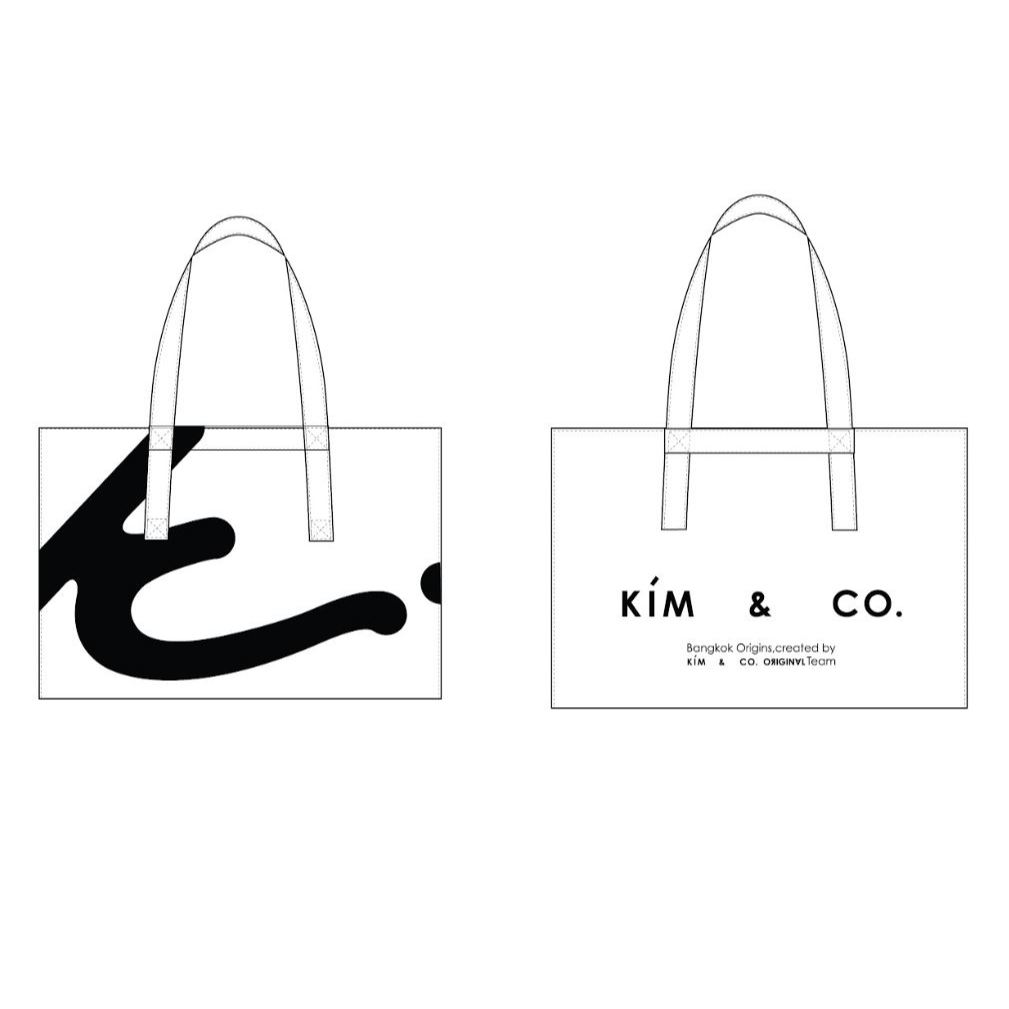 KIM&CO. ORIGINAL - Boxy Tote – “Logo Type Series” (KCBT011) กระเป๋าKC shopping bag สีขาว