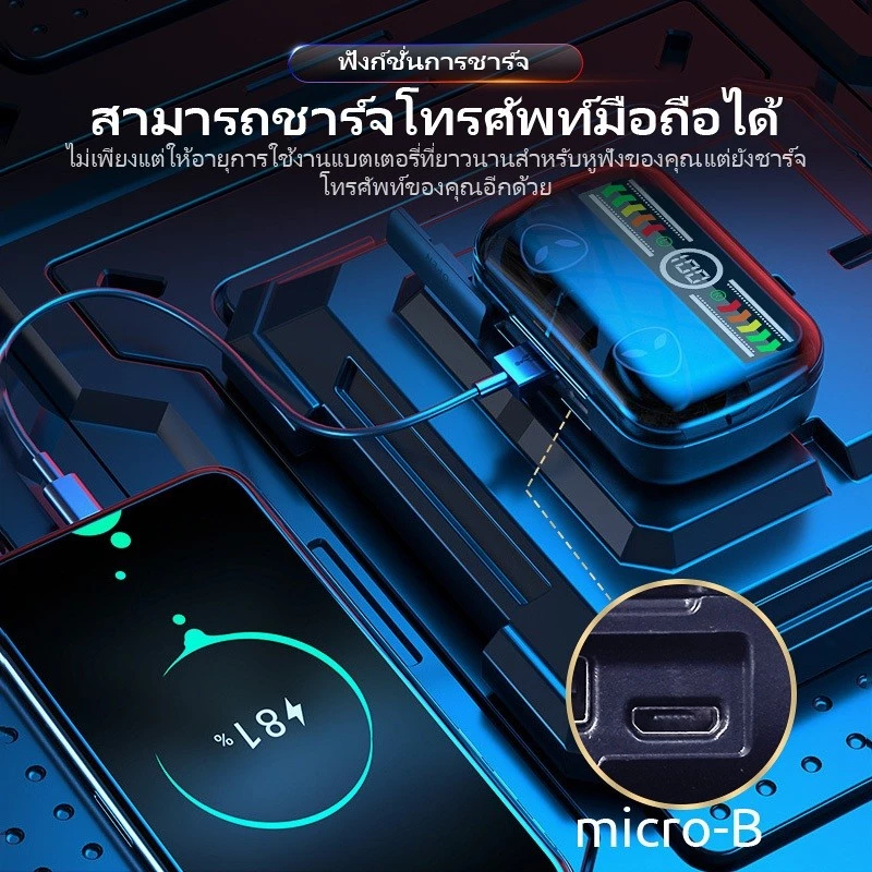M10 สมาร์ทไร้สายบลูทู ธ หูฟัง HD ลดเสียงรบกวน HiFi เสียงตัวเลขการแสดงผลสเตอริโอแยกช่องหูซ้ายและขวาเบ